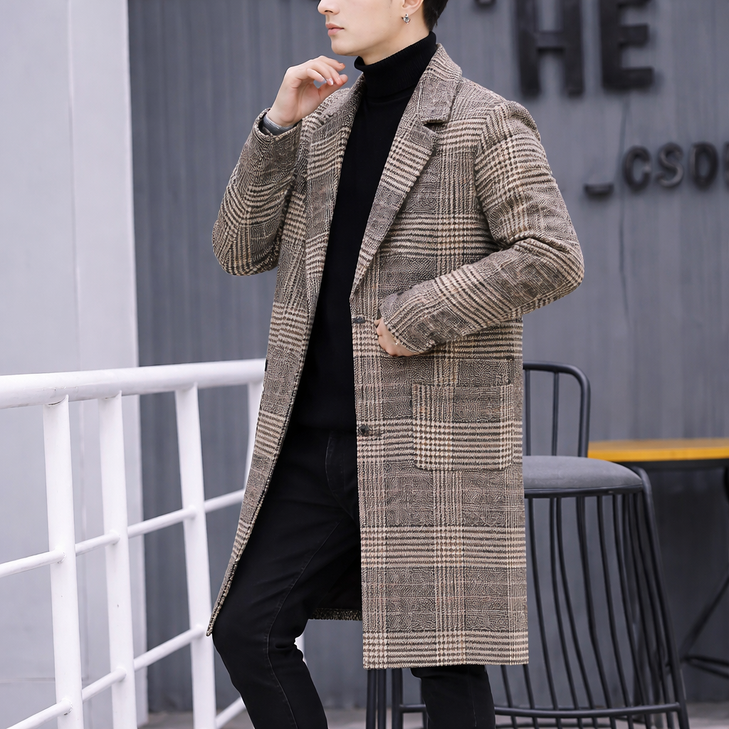 Notched Collar Winter Overcoat For Men