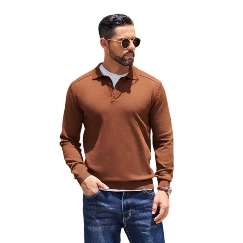 Knit Polo Sweater Long Sleeve Collared Pullover