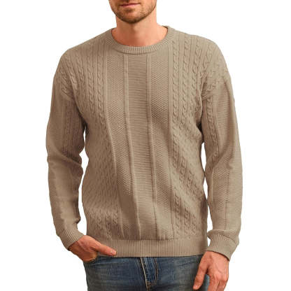 Classic Crewneck Pullover Sweater With Ribbing Edge
