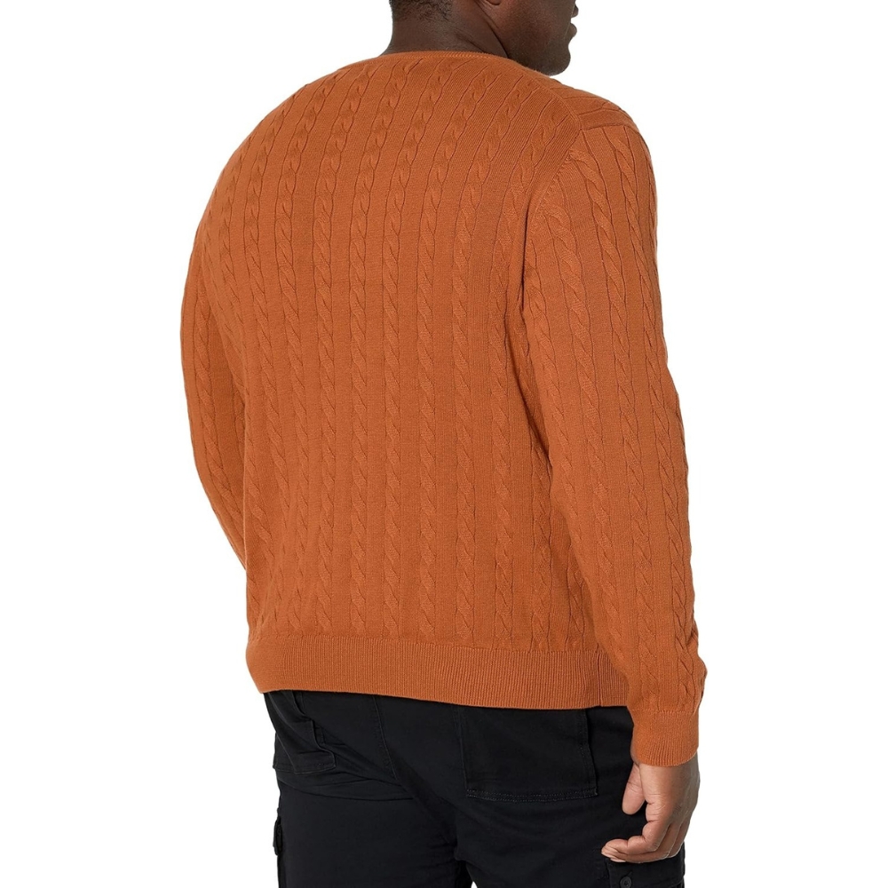 Men's Crewneck Cable Cotton Sweater