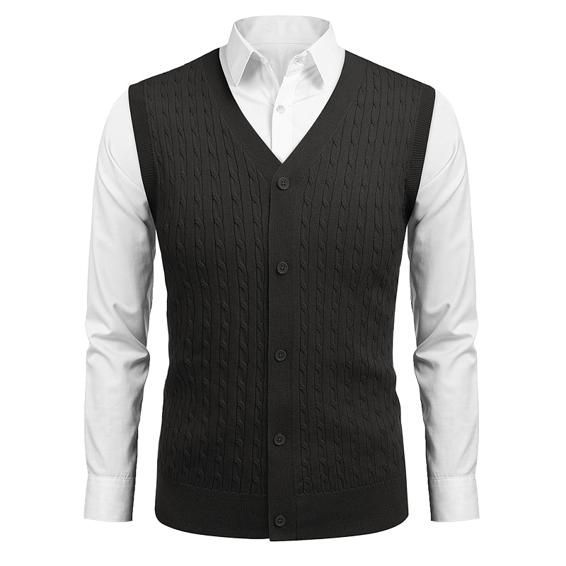 Sleeveless Sweater Vest V Neck Casual Cable Knit Cardigan Vest