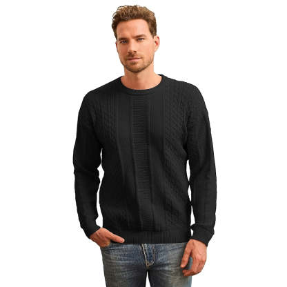 Classic Crewneck Pullover Sweater With Ribbing Edge
