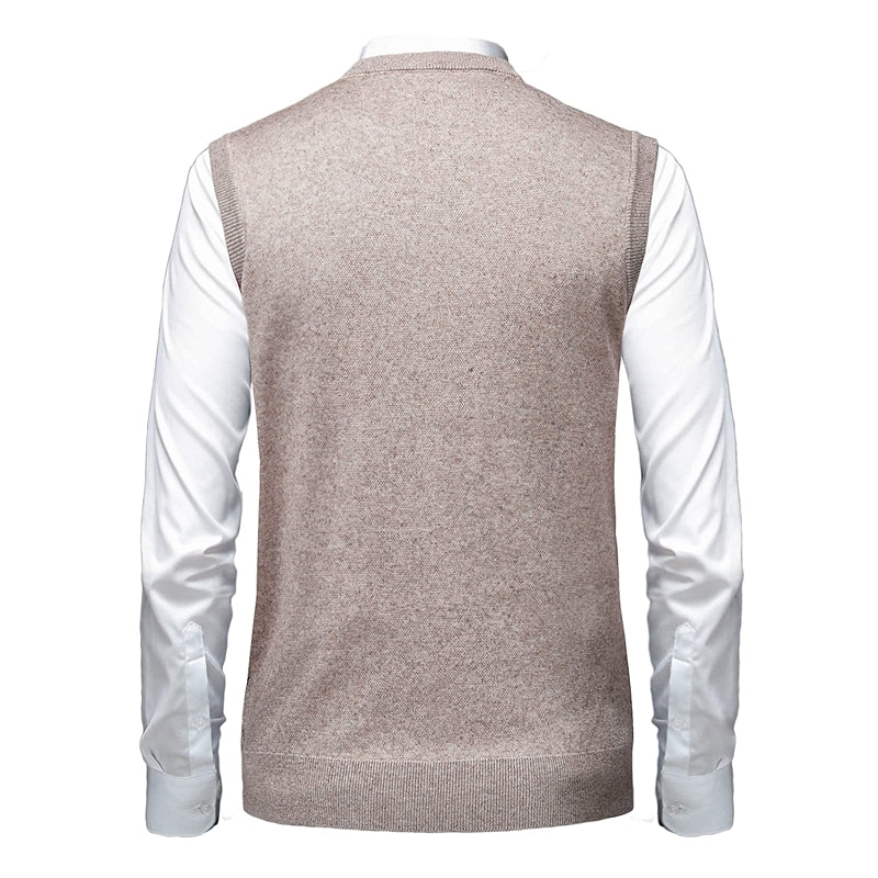 Thick Argyle Sweater Vest Classic V Neck Knitwear Sleeveless Pullover