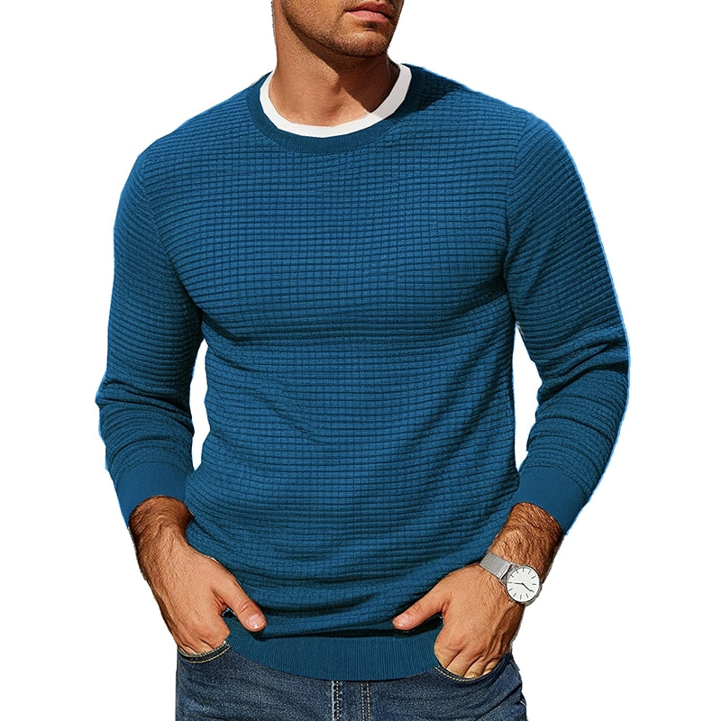 Fall Sweater Waffle Knit Crewneck Pullover Lightweight Long Sleeve