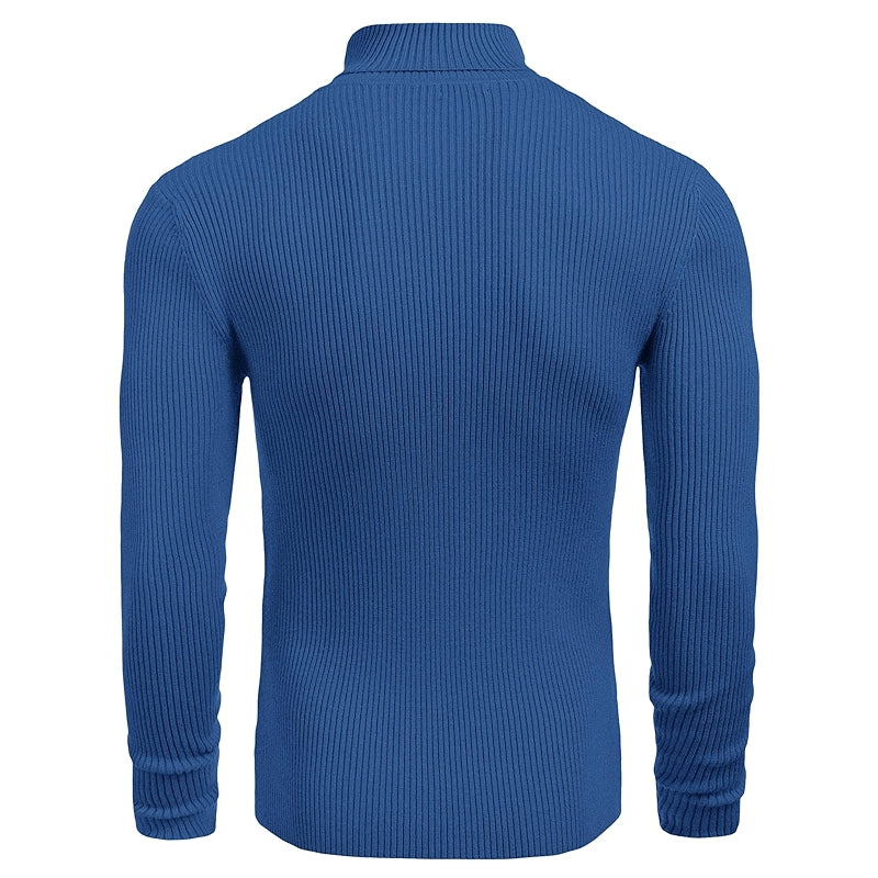 Ribbed Slim Fit Knitted Pullover Casual Turtleneck Sweater