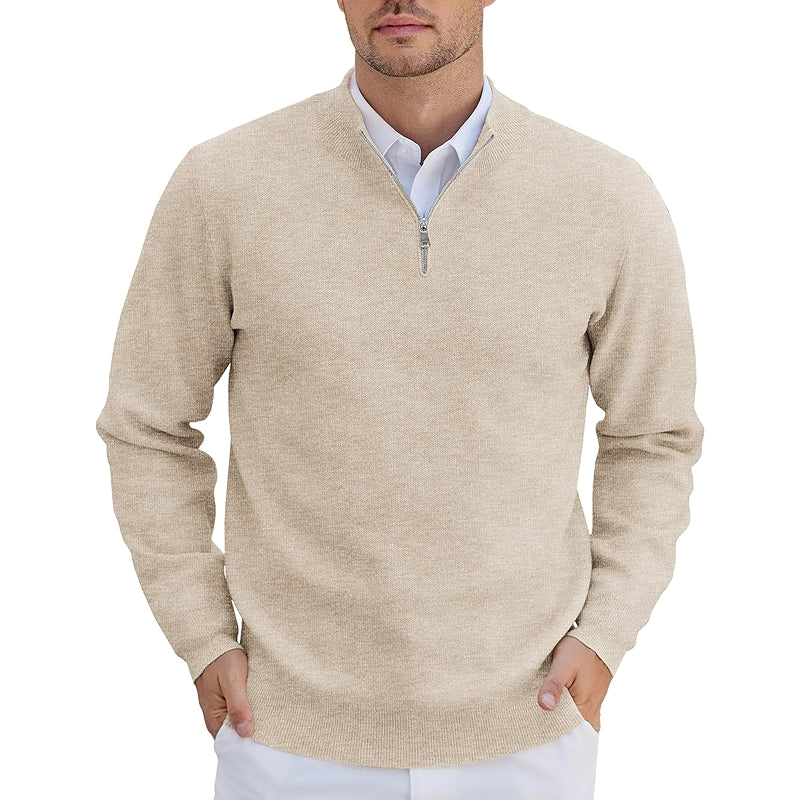 Quarter Zip Pullover Slim Fit Lightweight Knit Sweater