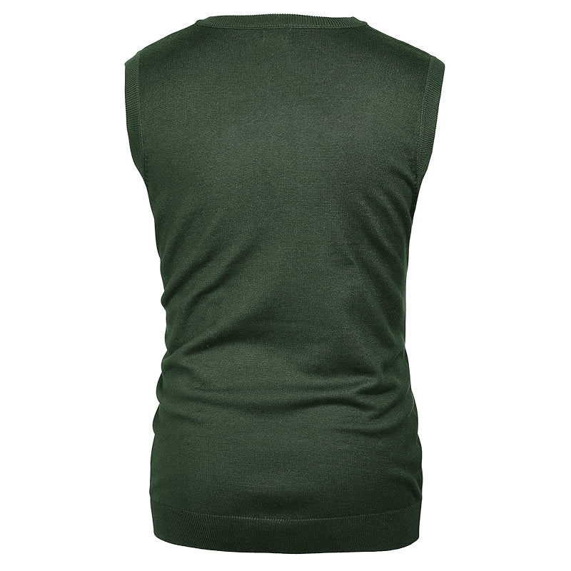 V-Neck Knitted Sweater Vest Solid Plain Sleeveless Pullover Knitwear