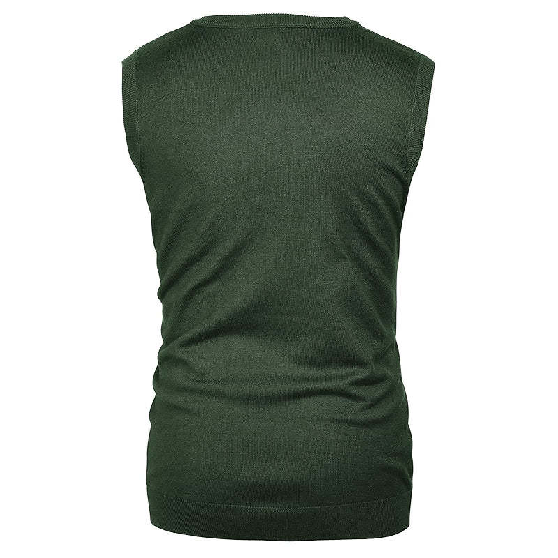 V-Neck Knitted Sweater Vest Solid Plain Sleeveless Pullover Knitwear