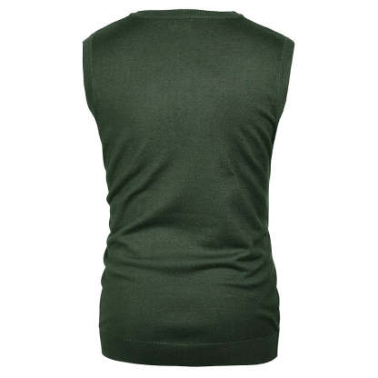 V-Neck Knitted Sweater Vest Solid Plain Sleeveless Pullover Knitwear