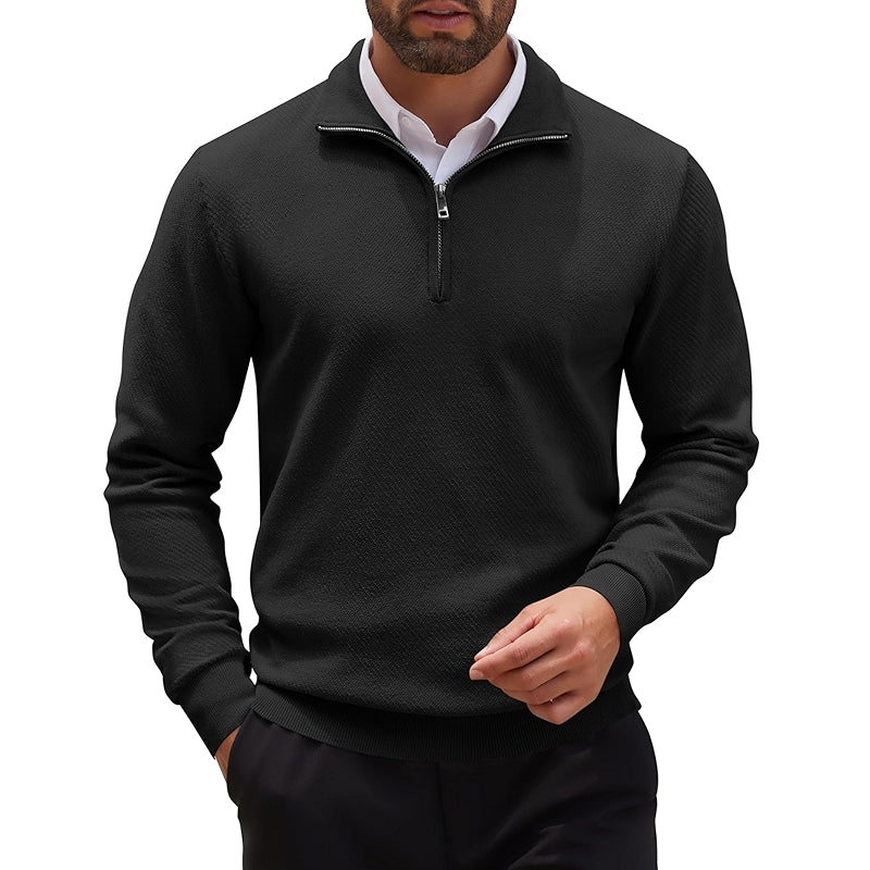 Quarter Zip Up Sweater Slim Fit Casual Long Sleeve Pullover
