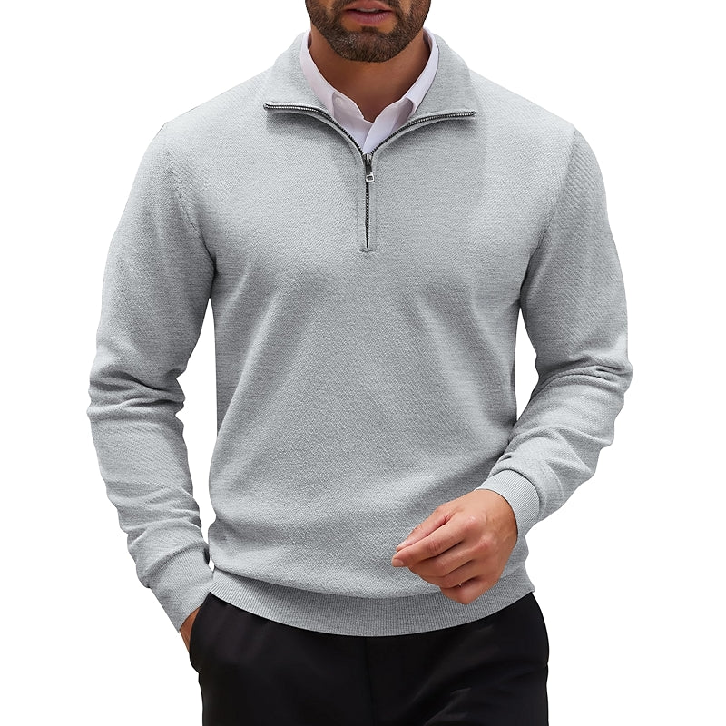 Quarter Zip Up Sweater Slim Fit Casual Long Sleeve Pullover