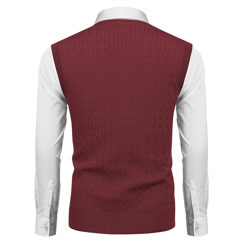Sleeveless Sweater Vest V Neck Casual Cable Knit Cardigan Vest