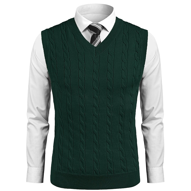Sweater Vest Casual Sleeveless V Neck Striped Knit Pullover