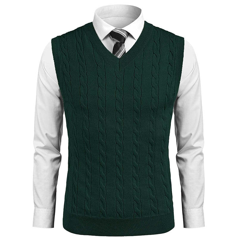 Sweater Vest Casual Sleeveless V Neck Striped Knit Pullover