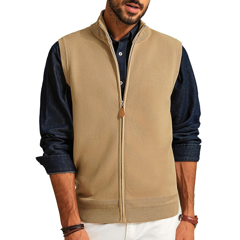 Knitted Sweater Vest Casual Stand Collar