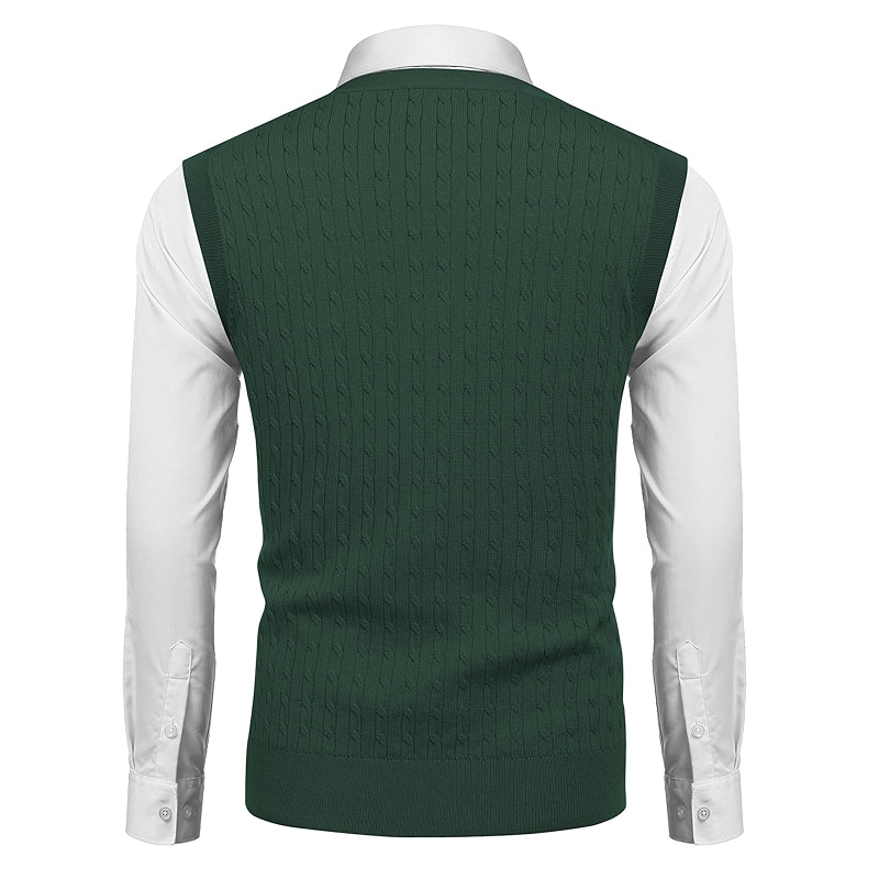 Sleeveless Sweater Vest V Neck Casual Cable Knit Cardigan Vest