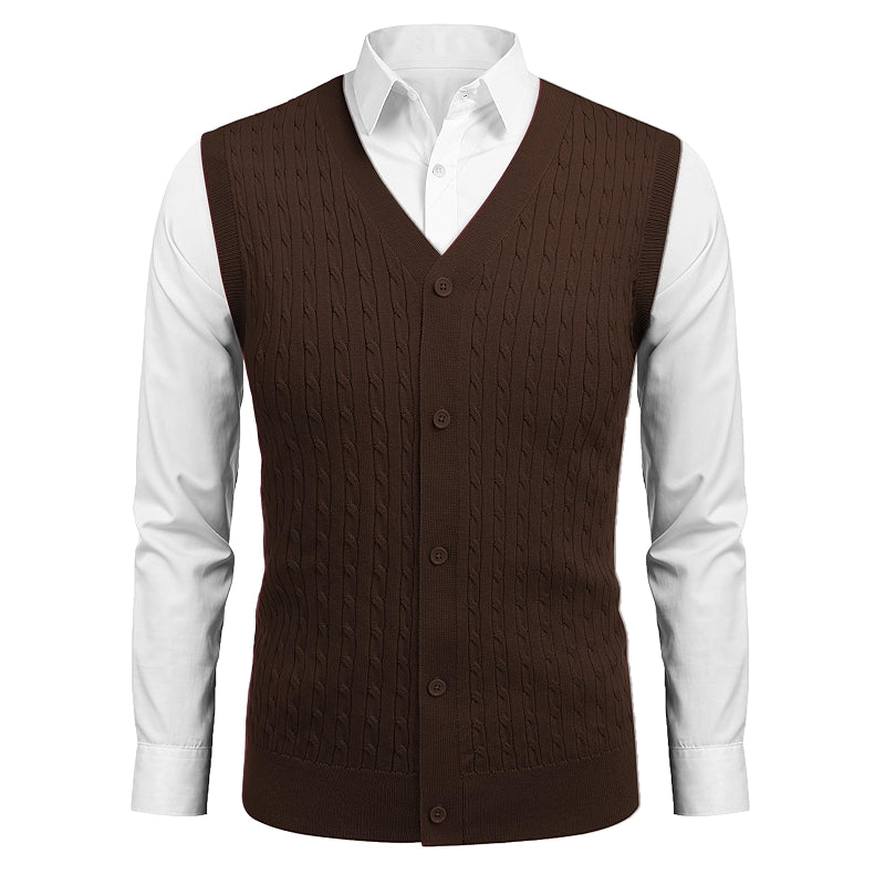 Sleeveless Sweater Vest V Neck Casual Cable Knit Cardigan Vest