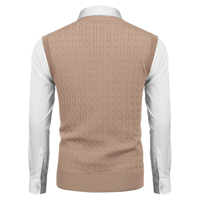 Sleeveless Sweater Vest V Neck Casual Cable Knit Cardigan Vest
