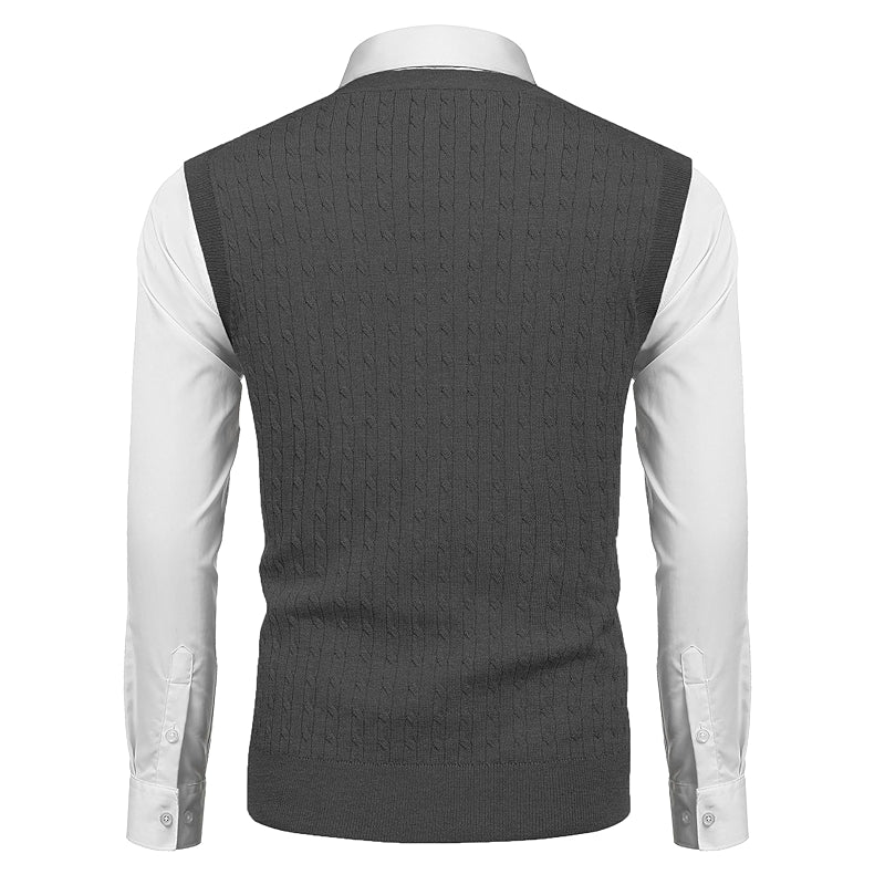 Sleeveless Sweater Vest V Neck Casual Cable Knit Cardigan Vest