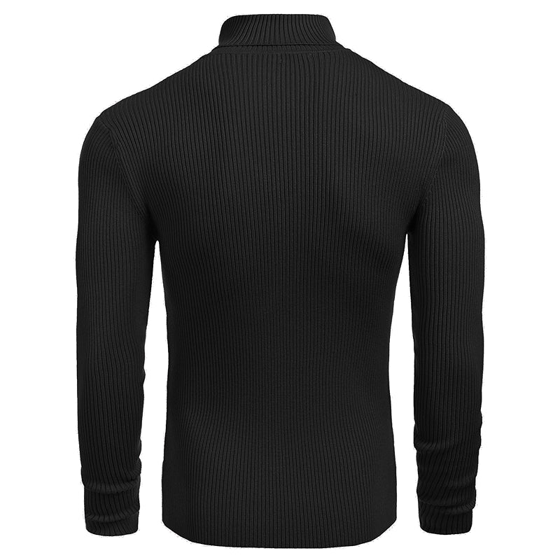 Ribbed Slim Fit Knitted Pullover Casual Turtleneck Sweater