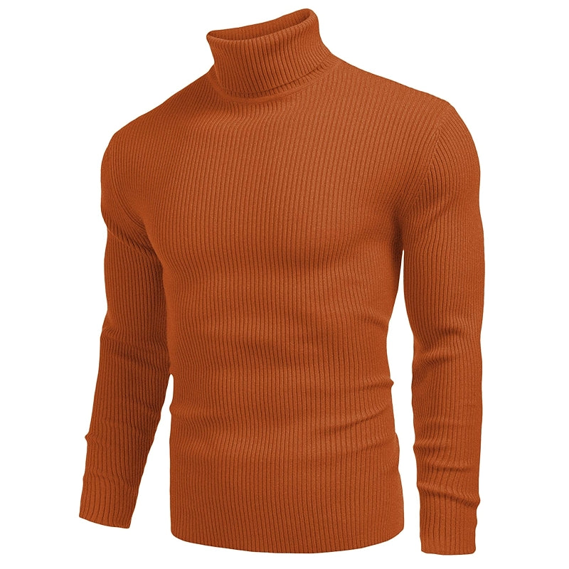 Ribbed Slim Fit Knitted Pullover Casual Turtleneck Sweater