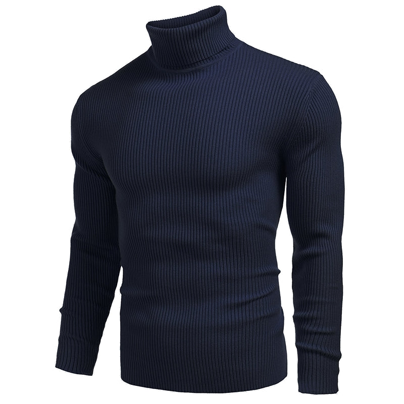 Ribbed Slim Fit Knitted Pullover Casual Turtleneck Sweater