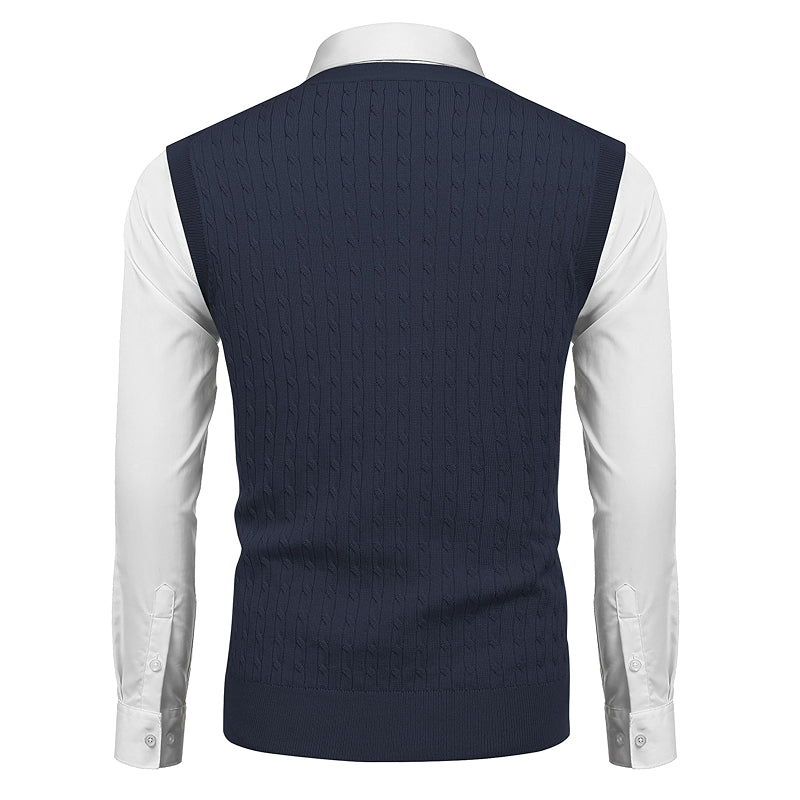 Sleeveless Sweater Vest V Neck Casual Cable Knit Cardigan Vest