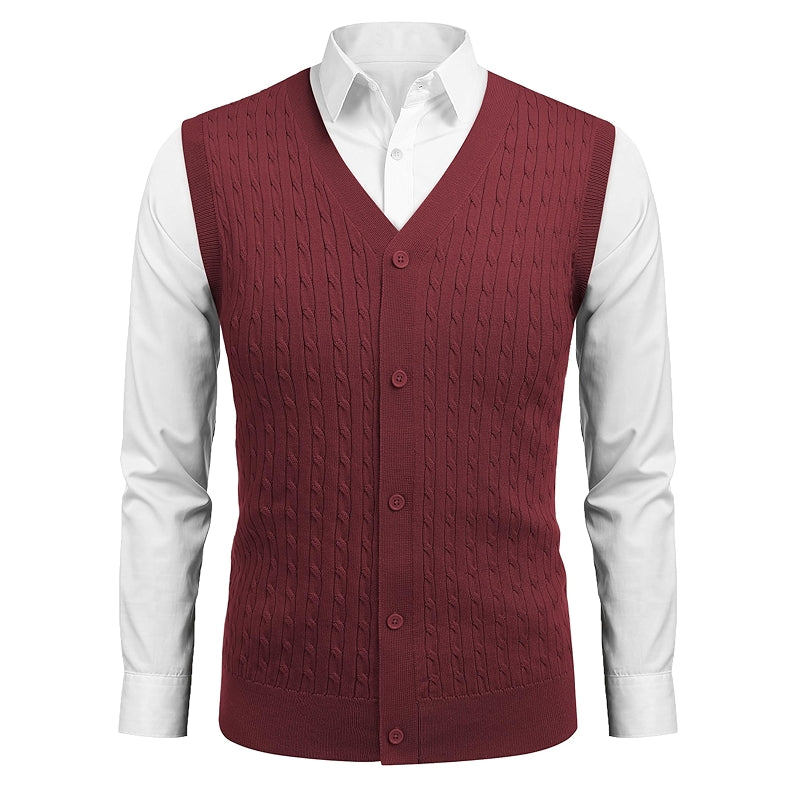 Sleeveless Sweater Vest V Neck Casual Cable Knit Cardigan Vest