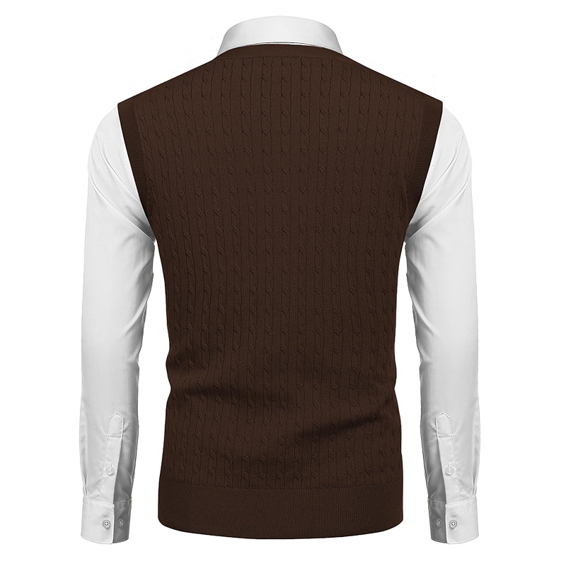 Sleeveless Sweater Vest V Neck Casual Cable Knit Cardigan Vest