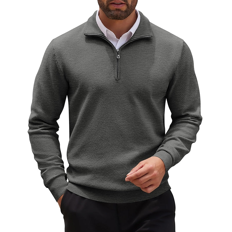 Quarter Zip Up Sweater Slim Fit Casual Long Sleeve Pullover