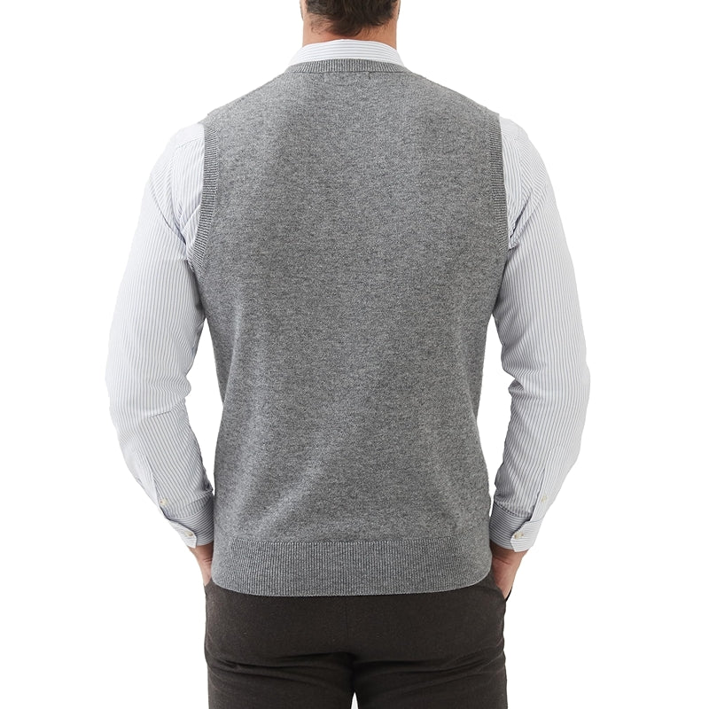 Wool Blended Vest Sweater Relaxed Fit V Neck Sleeveless Pullover