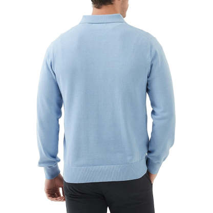 Kallspin Cotton Knit Polo Sweater Classic Casual Long Sleeve