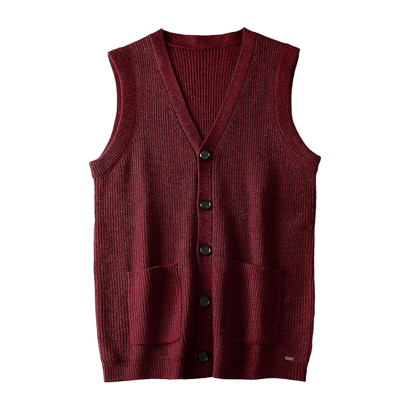 Sweater Vest V Neck Sleeveless Knitted Cardigan