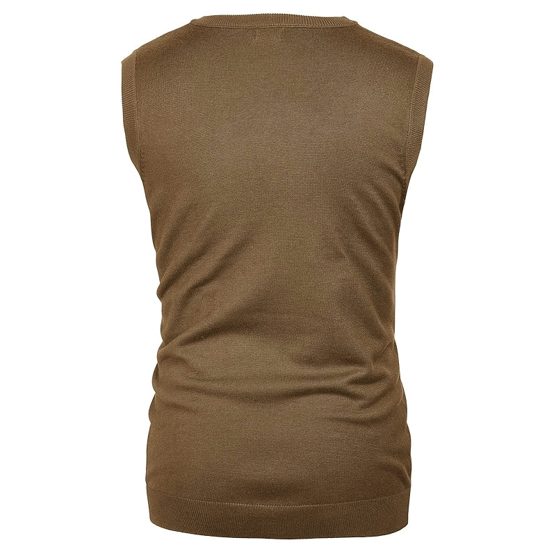 V-Neck Knitted Sweater Vest Solid Plain Sleeveless Pullover Knitwear