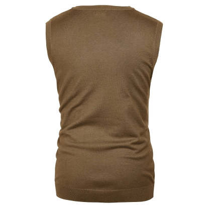 V-Neck Knitted Sweater Vest Solid Plain Sleeveless Pullover Knitwear