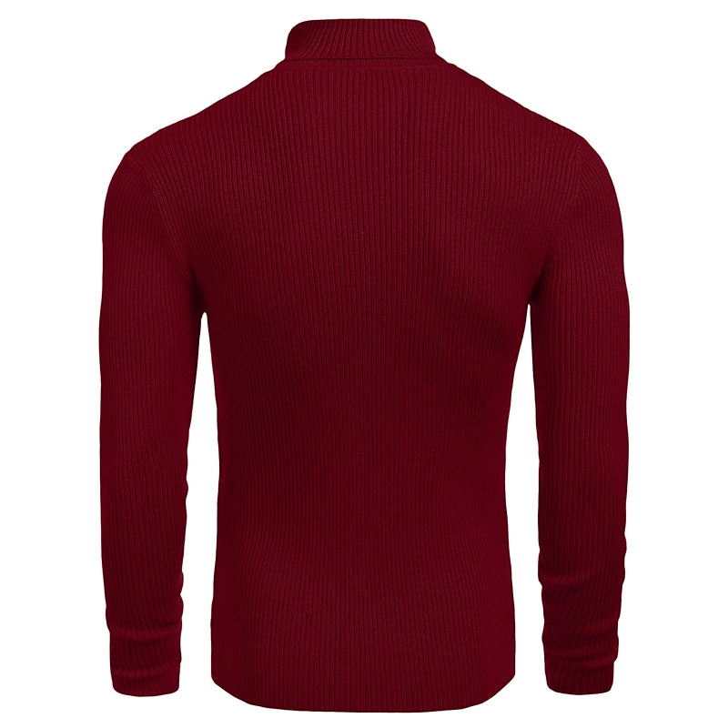 Ribbed Slim Fit Knitted Pullover Casual Turtleneck Sweater