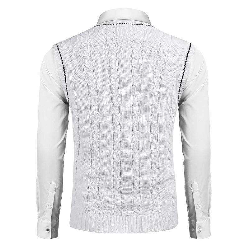 Casual Sweater Vest V Neck Slim Fit Knitted Pullover
