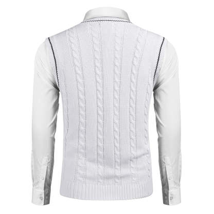 Casual Sweater Vest V Neck Slim Fit Knitted Pullover