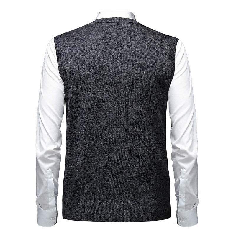 Thick Argyle Sweater Vest Classic V Neck Knitwear Sleeveless Pullover