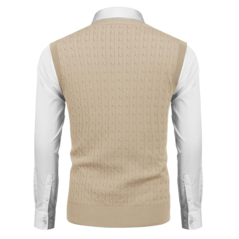 Sleeveless Sweater Vest V Neck Casual Cable Knit Cardigan Vest