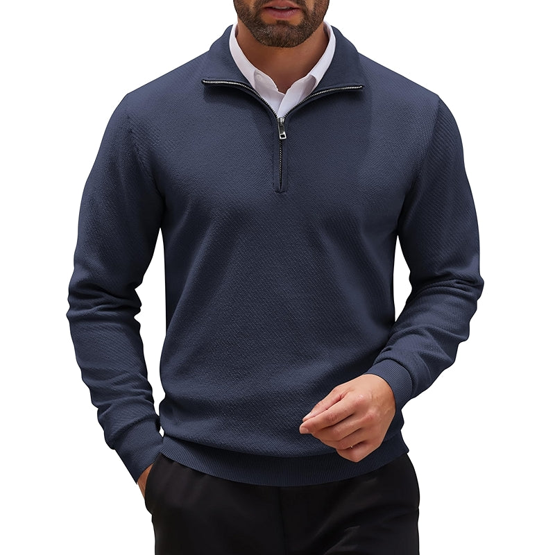 Quarter Zip Up Sweater Slim Fit Casual Long Sleeve Pullover