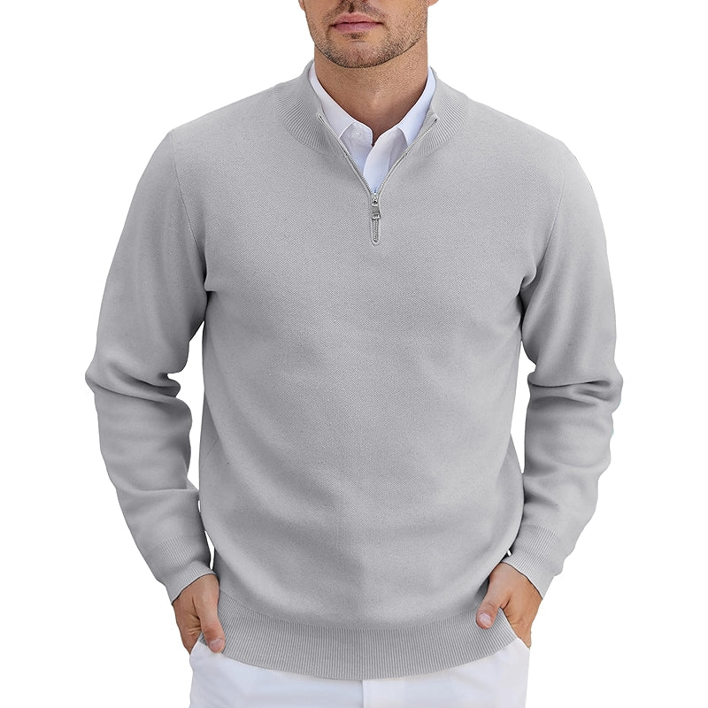 Quarter Zip Pullover Slim Fit Lightweight Knit Sweater