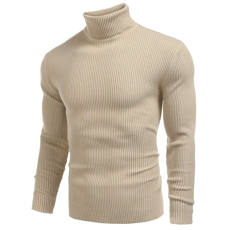 Ribbed Slim Fit Knitted Pullover Casual Turtleneck Sweater
