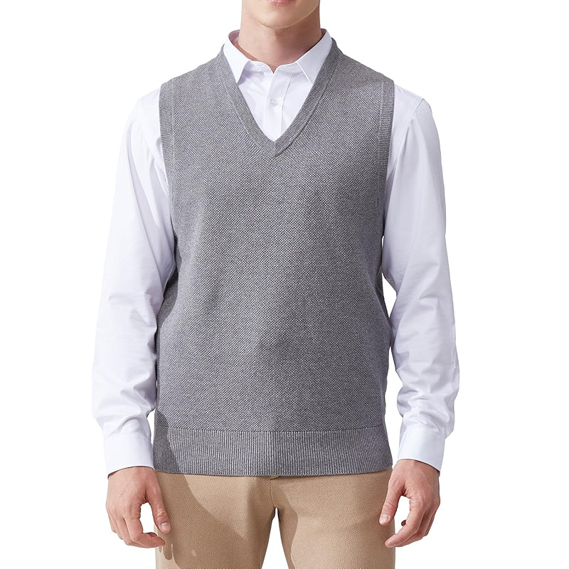 V-Neck Sleeveless Pullover Sweater Slim Fit Casual Vest