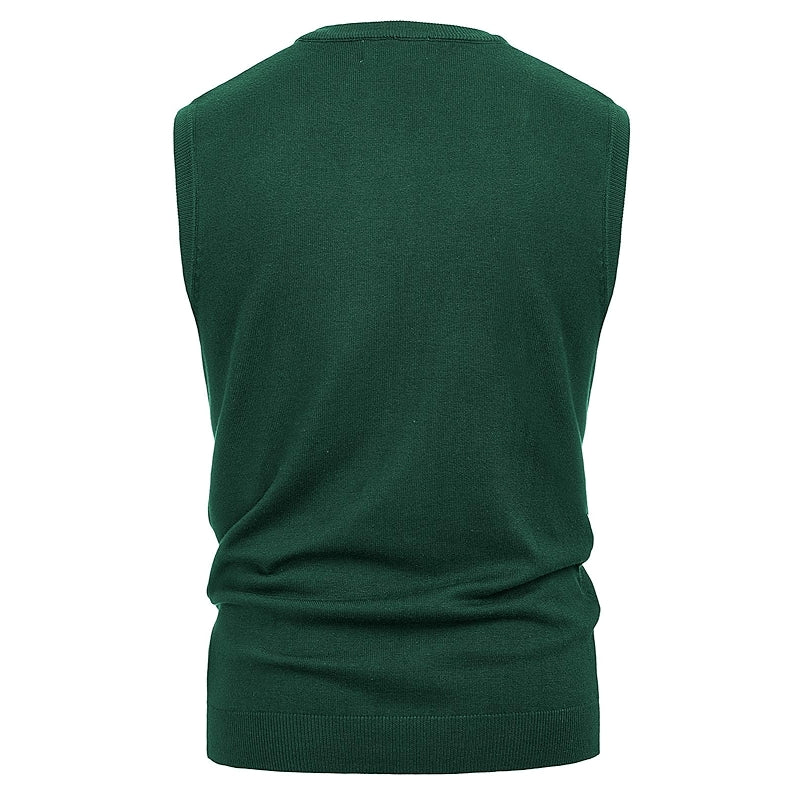Soft Argyle Sweater Vest Slim Fit V Neck Knitted Pullover Vest