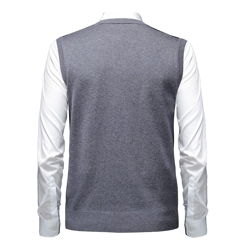 Thick Argyle Sweater Vest Classic V Neck Knitwear Sleeveless Pullover