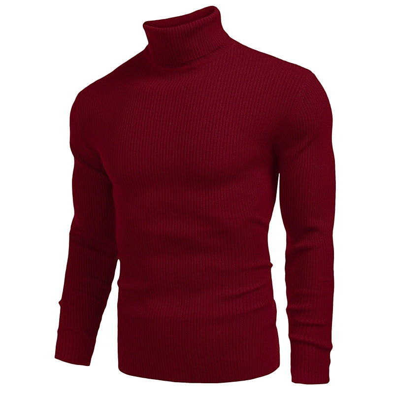 Ribbed Slim Fit Knitted Pullover Casual Turtleneck Sweater