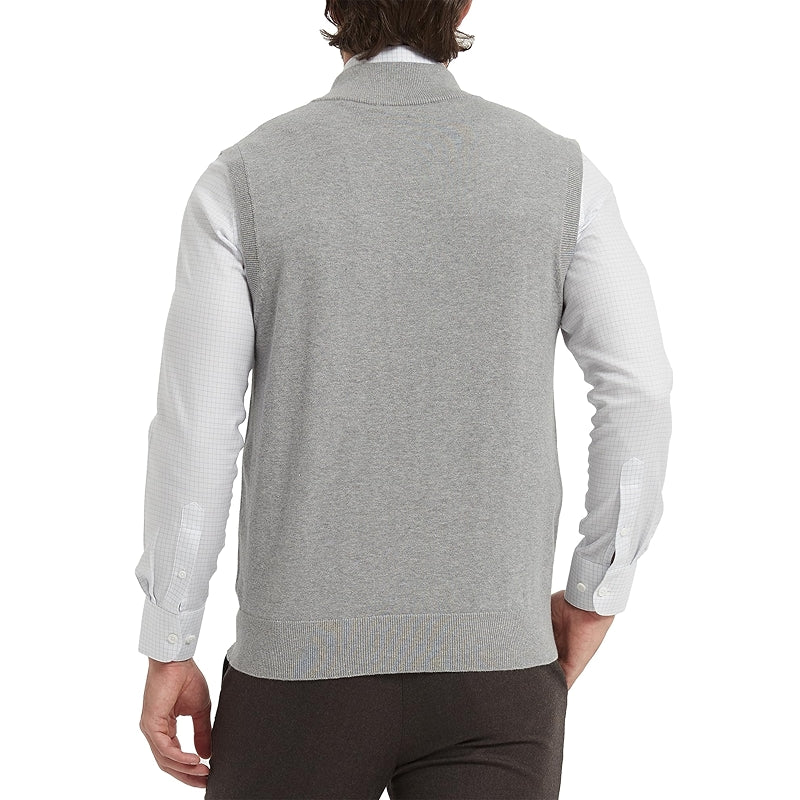 Cotton Quarter Zipper Sweater Vest V Neck Lightweight Sleeveless