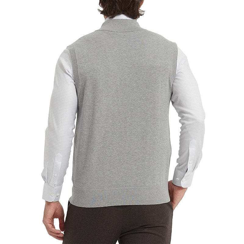 Cotton Quarter Zipper Sweater Vest V Neck Lightweight Sleeveless