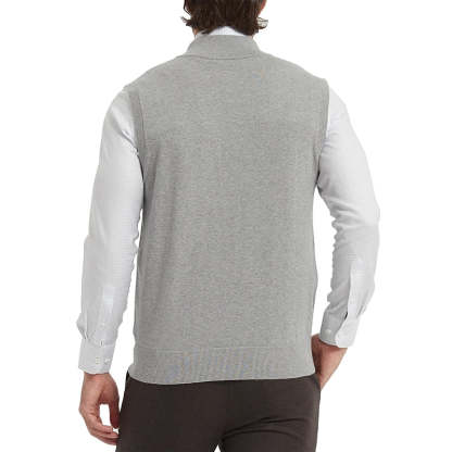 Cotton Quarter Zipper Sweater Vest V Neck Lightweight Sleeveless